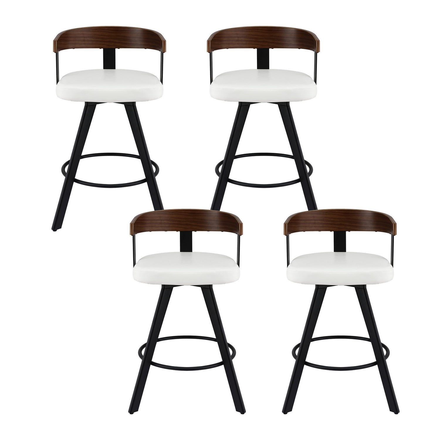 4x Artiss Bar Stools Swivel Kitchen Chairs Metal Legs Bentwood Counter White PU-Furniture > Bar Stools &amp; Chairs > Table &amp; Bar Stools-PEROZ Accessories