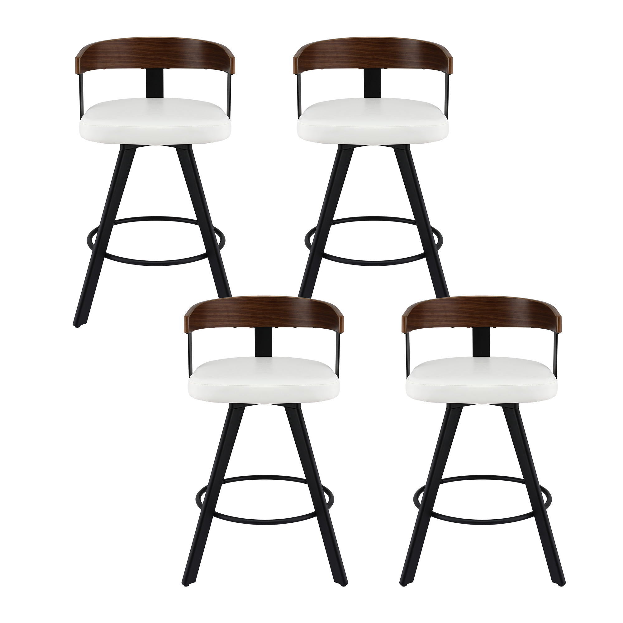 4x Artiss Bar Stools Swivel Kitchen Chairs Metal Legs Bentwood Counter White PU-Furniture > Bar Stools &amp; Chairs > Table &amp; Bar Stools-PEROZ Accessories