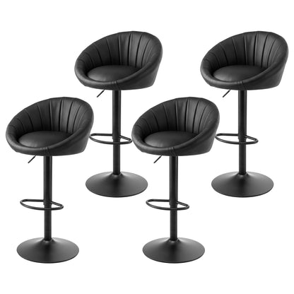 Artiss Bar Stools X4 Gas Lift Adjustable Rounded Shell Backrest PU Leather Black