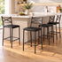 Artiss Bar Stools Set of 4 Counter 66cm Height Stools with Backrest, PU Cushioned Seat, Black-Furniture > Bar Stools & Chairs > Table & Bar Stools-PEROZ Accessories