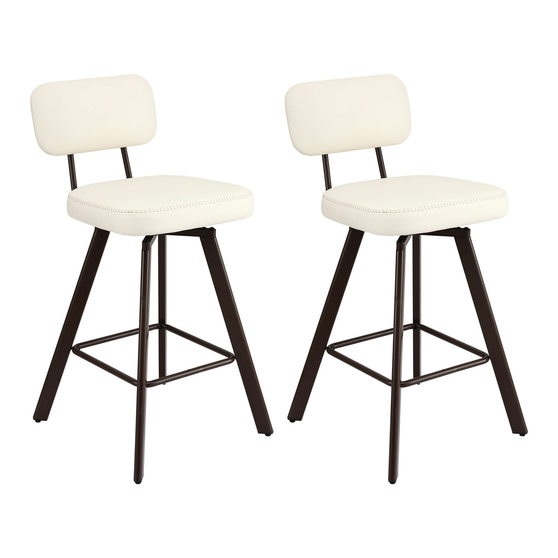 Artiss Bar Stools Set of 2 Swivel Counter 68cm Height Stools w/ Padded Backrest Beige-Furniture > Bar Stools &amp; Chairs > Table &amp; Bar Stools-PEROZ Accessories