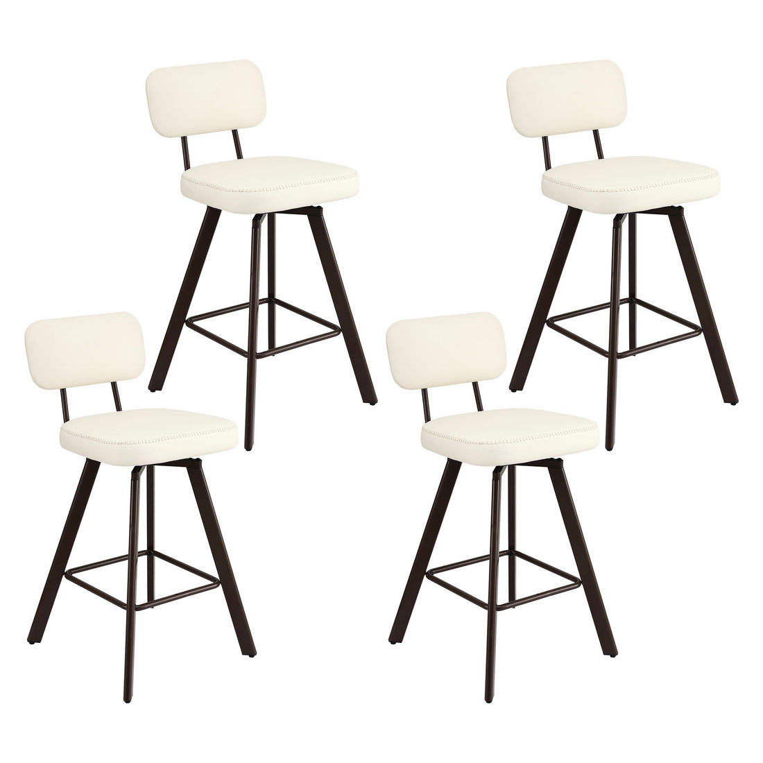 Artiss Bar Stools Set of 4 Swivel Counter 68cm Height Stools w/ Padded Backrest Beige-Furniture > Bar Stools &amp; Chairs > Table &amp; Bar Stools-PEROZ Accessories