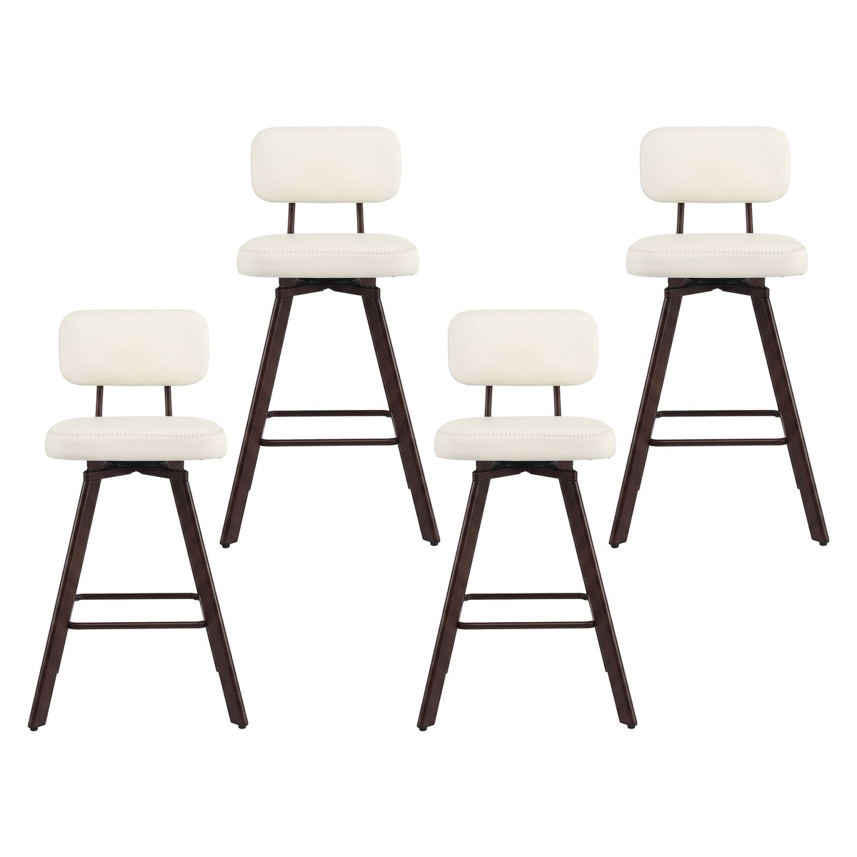 Artiss Bar Stools Set of 4 Swivel Counter 68cm Height Stools w/ Padded Backrest Beige