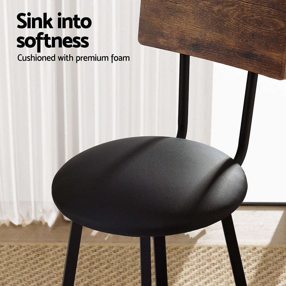 Artiss 2X Industrial Bar Stools Upholstered Counter Chairs Steel Frame Anti-Scratch-Furniture &gt; Bar Stools &amp; Chairs &gt; Table &amp; Bar Stools-PEROZ Accessories