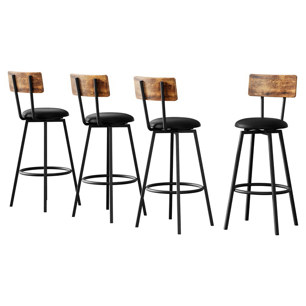 Artiss 4X Industrial Bar Stools Upholstered Counter Chairs Steel Frame Anti-Scratch-Furniture &gt; Bar Stools &amp; Chairs &gt; Table &amp; Bar Stools-PEROZ Accessories