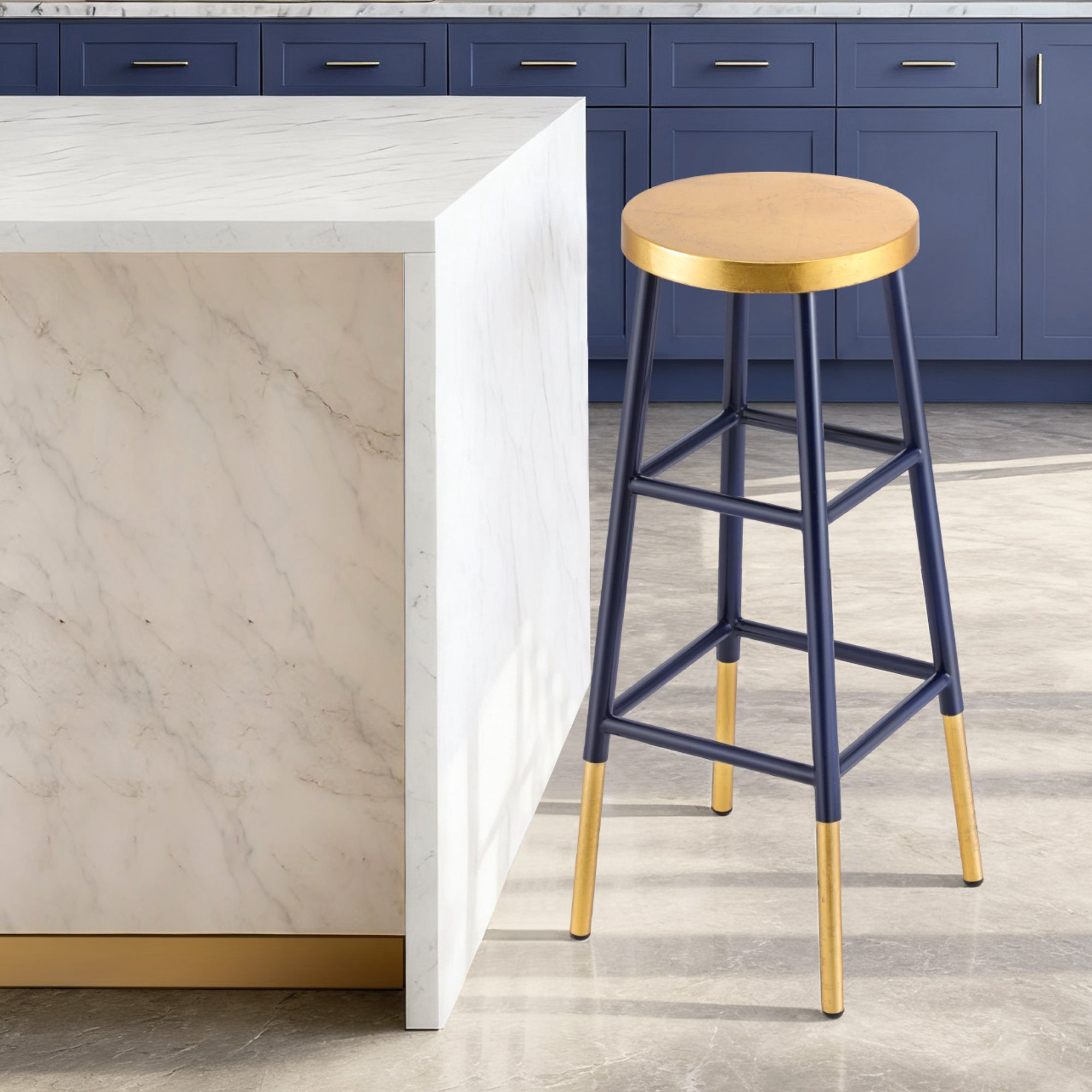Artiss Bar Stools Metal Gold Navy-Furniture > Bar Stools &amp; Chairs > Table &amp; Bar Stools-PEROZ Accessories