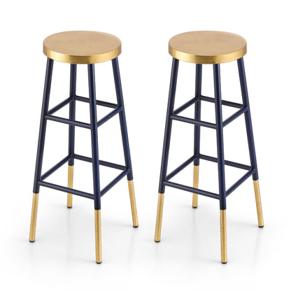 Artiss 2x Bar Stools Metal Gold Navy-Furniture > Bar Stools &amp; Chairs > Table &amp; Bar Stools-PEROZ Accessories