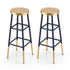 Artiss 2x Bar Stools Metal Gold Navy-Furniture > Bar Stools & Chairs > Table & Bar Stools-PEROZ Accessories