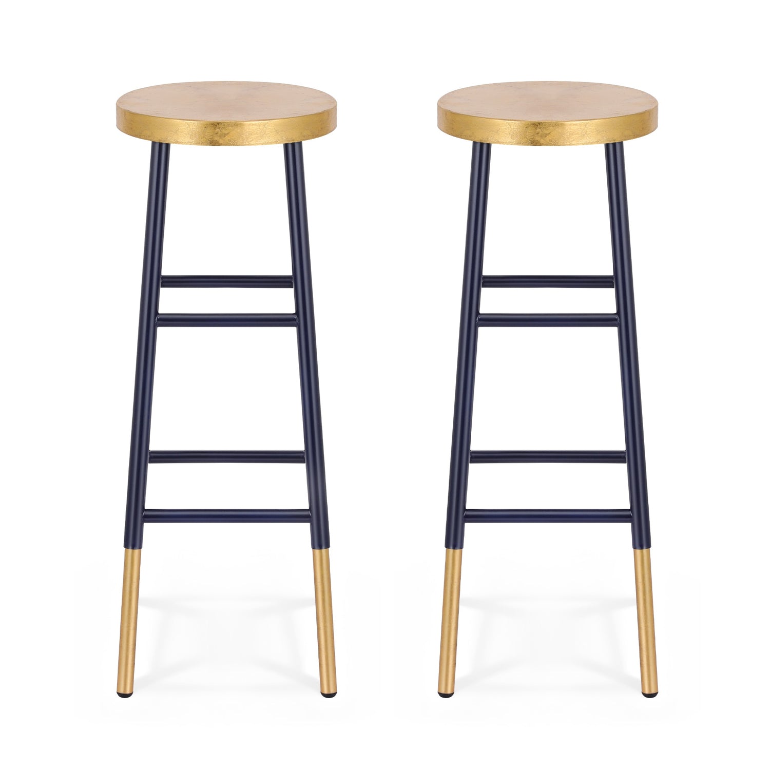Artiss 2x Bar Stools Metal Gold Navy-Furniture > Bar Stools &amp; Chairs > Table &amp; Bar Stools-PEROZ Accessories