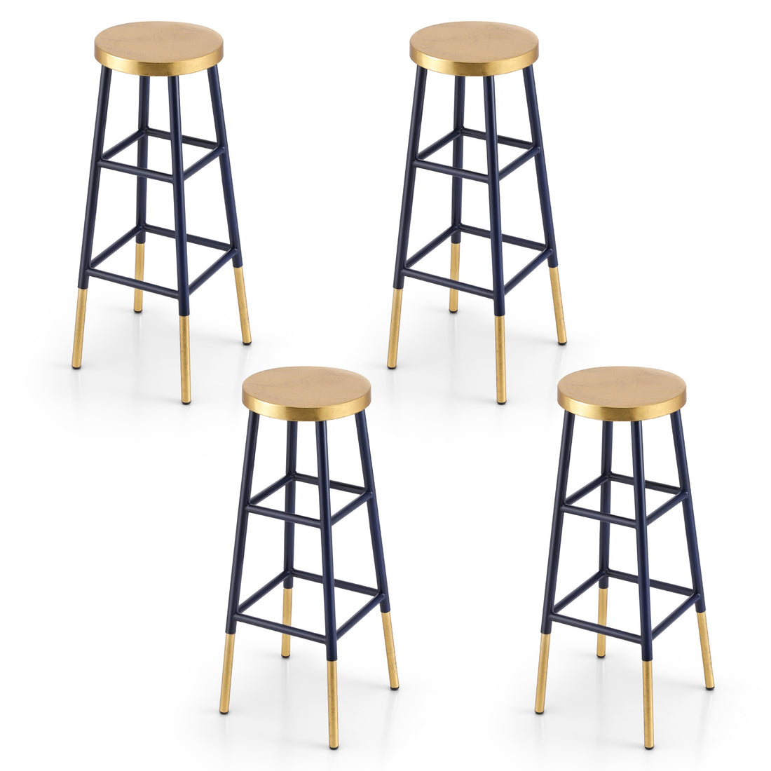 Artiss 4x Bar Stools Metal Gold Navy-Furniture > Bar Stools &amp; Chairs > Table &amp; Bar Stools-PEROZ Accessories