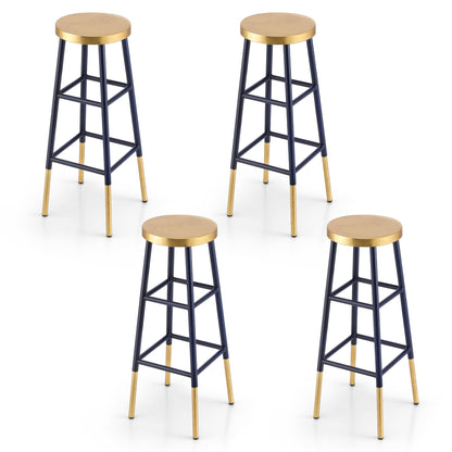 Artiss 4x Bar Stools Metal Gold Navy-Furniture > Bar Stools &amp; Chairs > Table &amp; Bar Stools-PEROZ Accessories