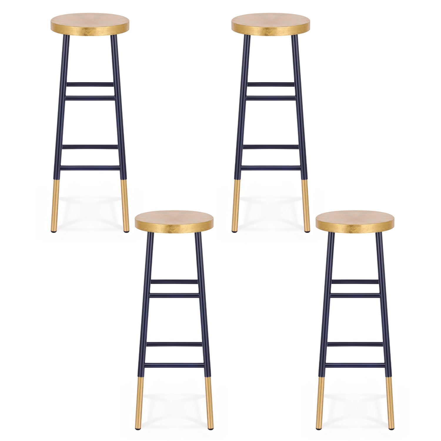 Artiss 4x Bar Stools Metal Gold Navy-Furniture > Bar Stools &amp; Chairs > Table &amp; Bar Stools-PEROZ Accessories