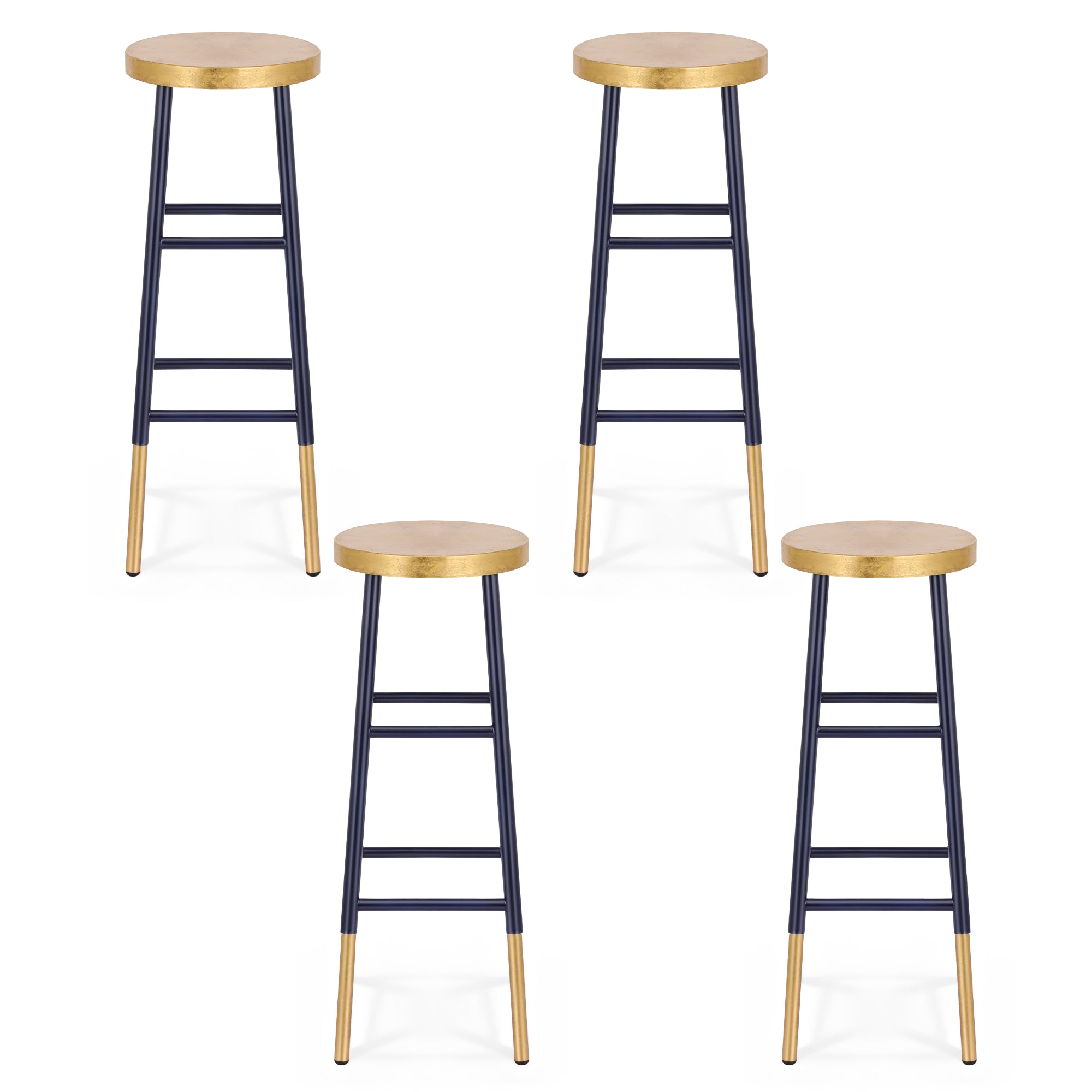 Artiss 4x Bar Stools Metal Gold Navy-Furniture > Bar Stools &amp; Chairs > Table &amp; Bar Stools-PEROZ Accessories