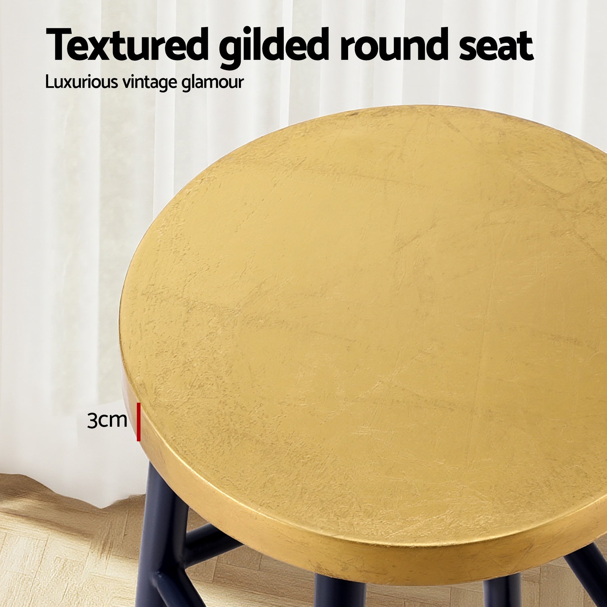 Artiss 4x Bar Stools Metal Gold Navy-Furniture > Bar Stools &amp; Chairs > Table &amp; Bar Stools-PEROZ Accessories