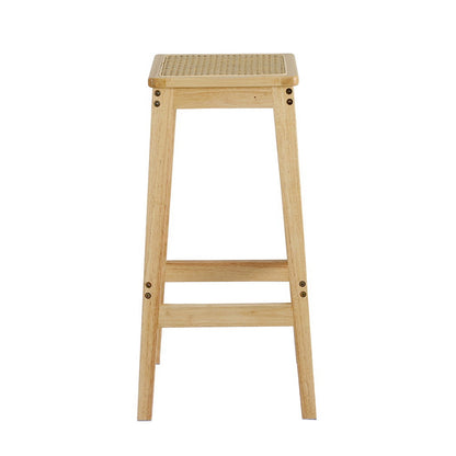 Artiss 2x Bar Stools Rubber Wood Stool Counter Chair Rattan Barstools Kitchen-Furniture &gt; Bar Stools &amp; Chairs-PEROZ Accessories