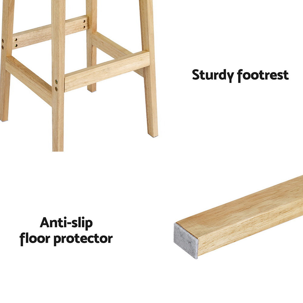 Artiss 2x Bar Stools Rubber Wood Stool Counter Chair Rattan Barstools Kitchen-Furniture &gt; Bar Stools &amp; Chairs-PEROZ Accessories