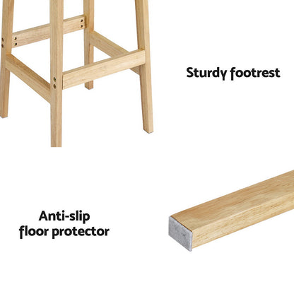 Artiss 2x Bar Stools Rubber Wood Stool Counter Chair Rattan Barstools Kitchen-Furniture &gt; Bar Stools &amp; Chairs-PEROZ Accessories