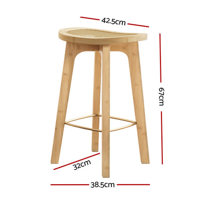 Artiss 2x Bar Stools Bamboo Rattan Stool Counter Chair Kitchen Barstools-Furniture &gt; Bar Stools &amp; Chairs-PEROZ Accessories