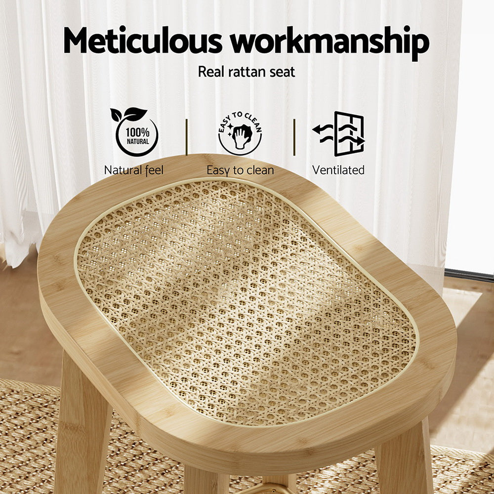 Artiss 2x Bar Stools Bamboo Rattan Stool Counter Chair Kitchen Barstools-Furniture &gt; Bar Stools &amp; Chairs-PEROZ Accessories