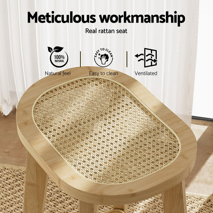 Artiss 2x Bar Stools Bamboo Rattan Stool Counter Chair Kitchen Barstools-Furniture &gt; Bar Stools &amp; Chairs-PEROZ Accessories
