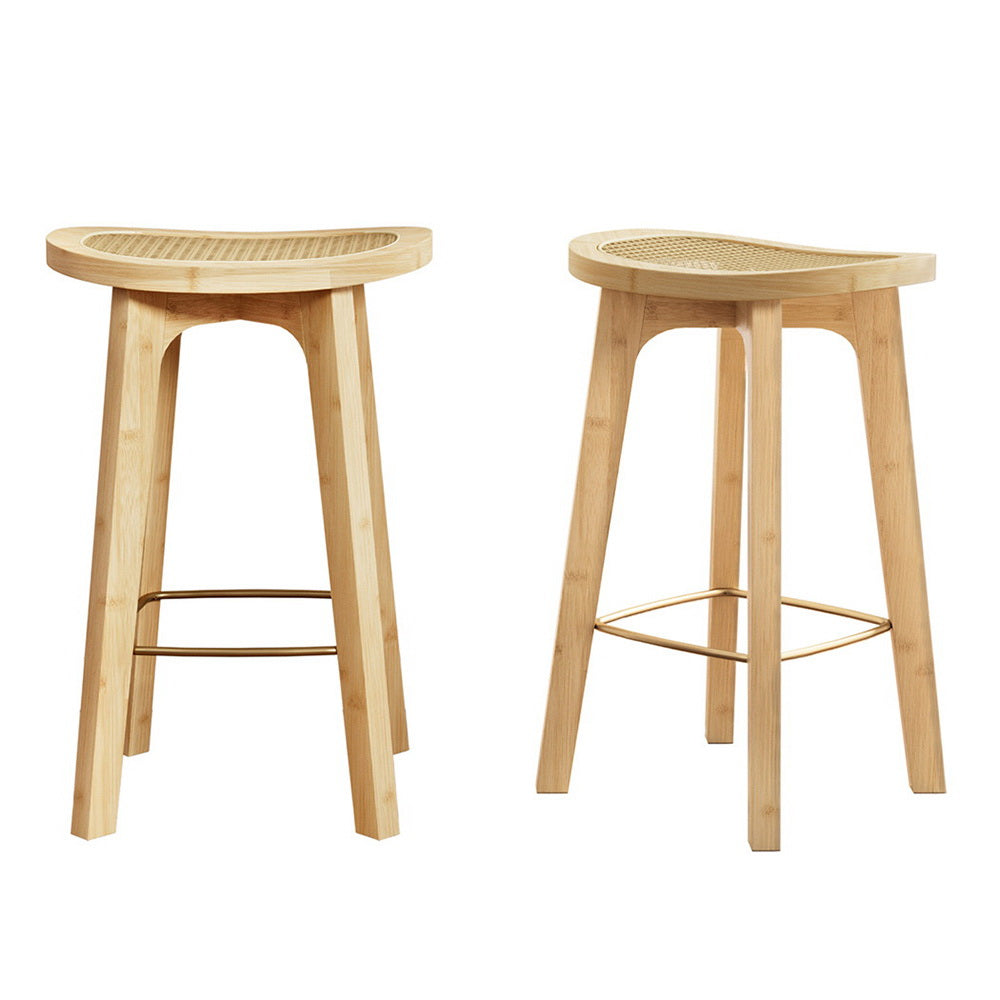 Artiss 2x Bar Stools Bamboo Rattan Stool Counter Chair Kitchen Barstools-Furniture > Bar Stools &amp; Chairs-PEROZ Accessories
