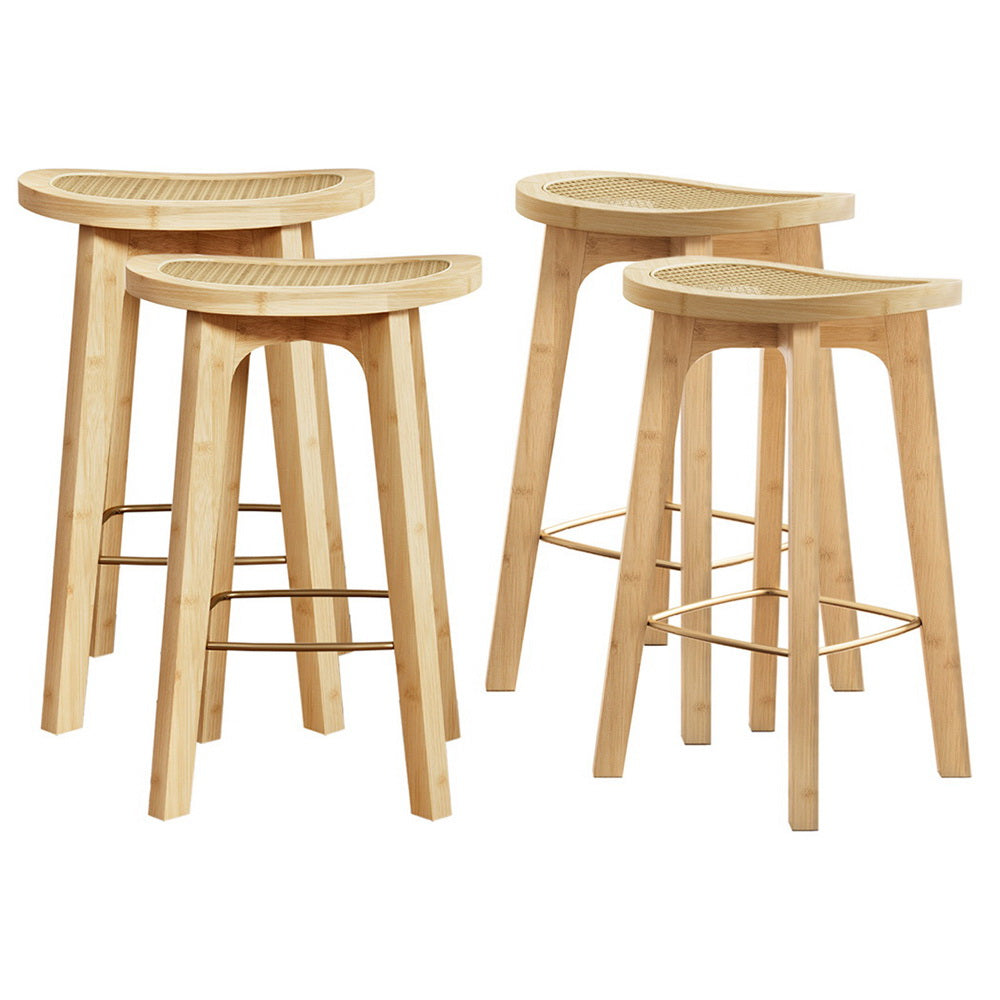 Artiss 4x Bar Stools Bamboo Rattan Stool Counter Chair Kitchen Barstools-Furniture &gt; Bar Stools &amp; Chairs &gt; Table &amp; Bar Stools-PEROZ Accessories