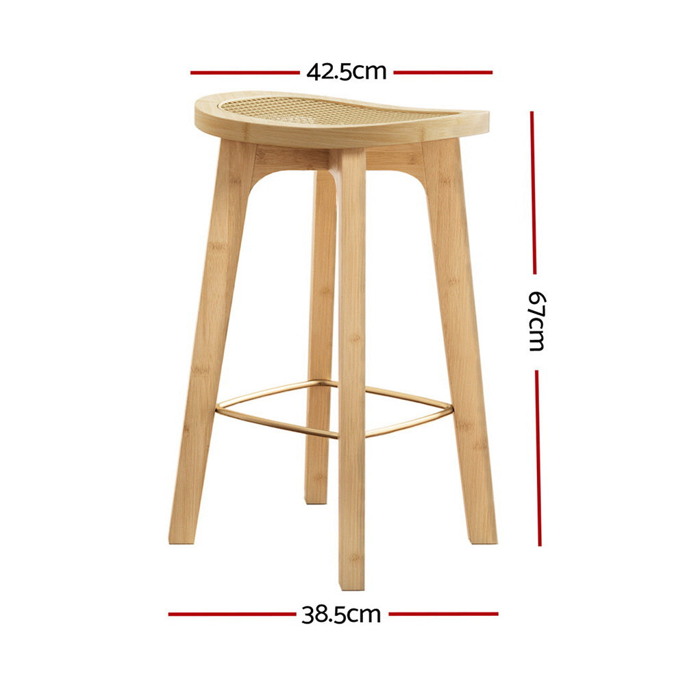 Artiss 4x Bar Stools Bamboo Rattan Stool Counter Chair Kitchen Barstools-Furniture &gt; Bar Stools &amp; Chairs &gt; Table &amp; Bar Stools-PEROZ Accessories