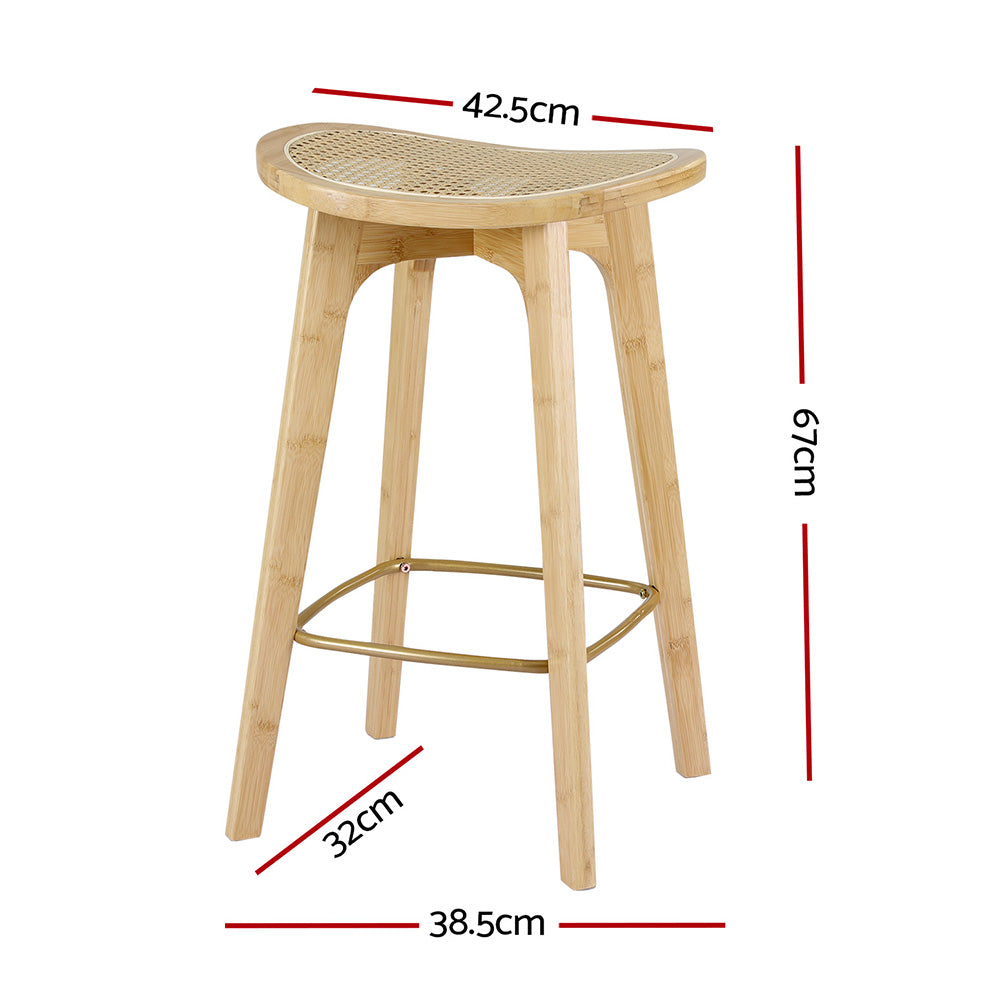 Artiss 4x Bar Stools Bamboo Rattan Stool Counter Chair Kitchen Barstools-Furniture &gt; Bar Stools &amp; Chairs &gt; Table &amp; Bar Stools-PEROZ Accessories