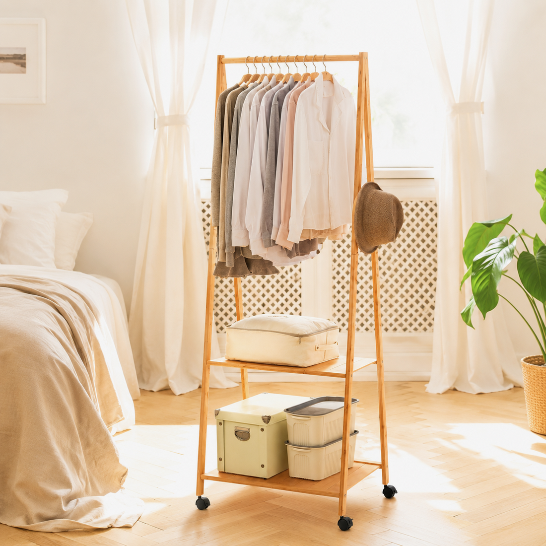 Artiss Clothes Rack Airer Coat Stand 165x59cm Wheels-Coat Racks-PEROZ Accessories