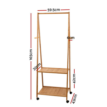 Artiss Clothes Rack Coat Stand 165x59cm Hanger Wheels-Coat Racks-PEROZ Accessories