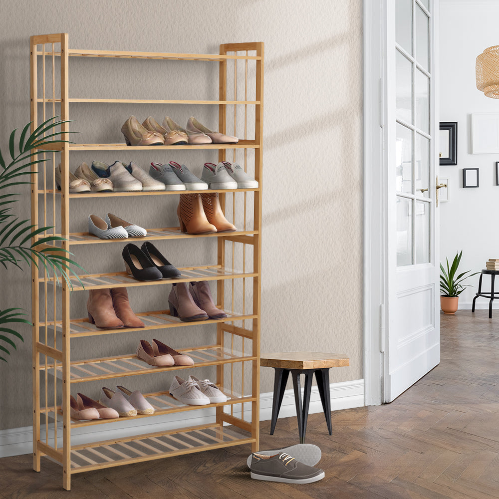 Artiss Shoe Rack Cabinet Bamboo 10-tier 50 Pairs-Shoe Storage Cabinets-PEROZ Accessories