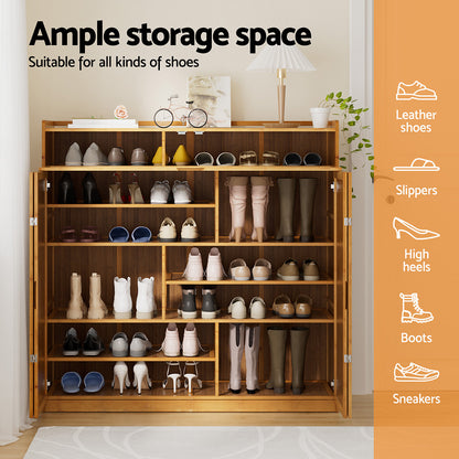 Artiss Shoe Rack Cabinet 30 Pairs Storage Cupboard Bamboo-Furniture &gt; Living Room &gt; Shoe Storage-PEROZ Accessories