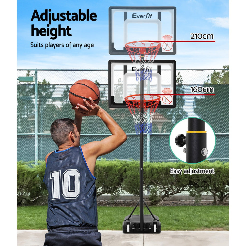 Everfit 2.1M Basketball Hoop Stand System Adjustable Portable Pro Kids Clear-Sports &amp; Fitness &gt; Basketball &amp; Accessories-PEROZ Accessories