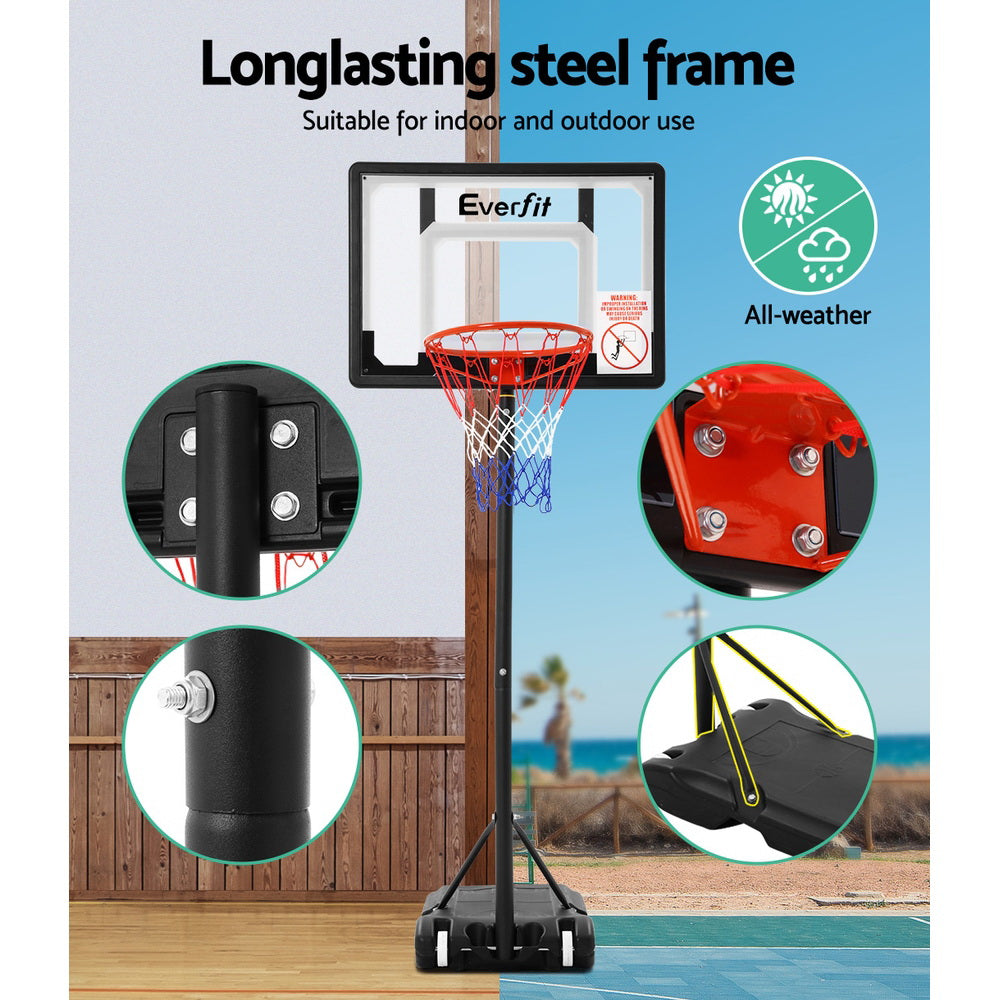 Everfit 2.1M Basketball Hoop Stand System Adjustable Portable Pro Kids Clear-Sports &amp; Fitness &gt; Basketball &amp; Accessories-PEROZ Accessories