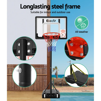 Everfit 2.1M Basketball Hoop Stand System Adjustable Portable Pro Kids Clear-Sports &amp; Fitness &gt; Basketball &amp; Accessories-PEROZ Accessories