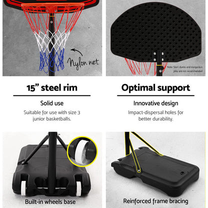 Everfit 2.1M Basketball Hoop Stand System Adjustable Portable Pro Kids Black-Sports &amp; Fitness &gt; Basketball &amp; Accessories-PEROZ Accessories