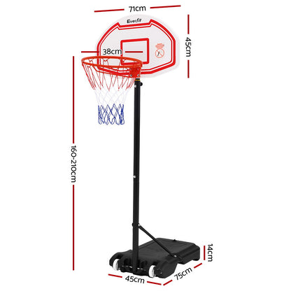 Everfit 2.1M Basketball Hoop Stand System Adjustable Portable Pro Kids White-Sports &amp; Fitness &gt; Basketball &amp; Accessories-PEROZ Accessories