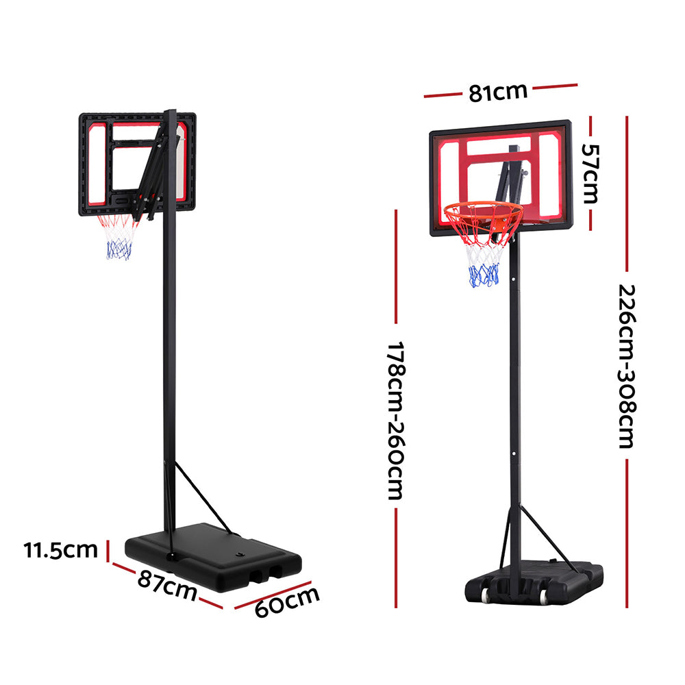 Everfit 2.6M Basketball Hoop Stand System Portable Kid-Sports &amp; Fitness &gt; Basketball &amp; Accessories-PEROZ Accessories