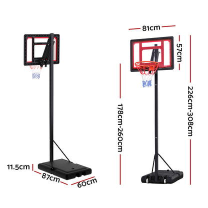 Everfit 2.6M Basketball Hoop Stand System Portable Kid-Sports &amp; Fitness &gt; Basketball &amp; Accessories-PEROZ Accessories