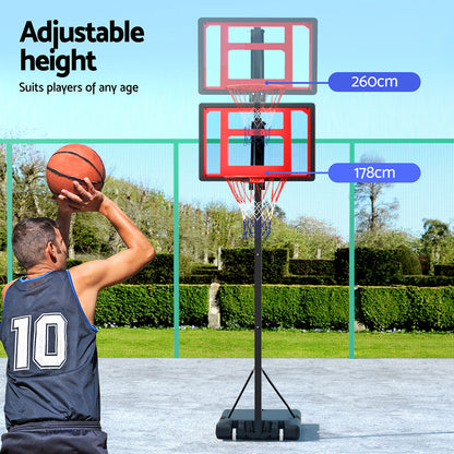 Everfit 2.6M Basketball Hoop Stand System Portable Kid-Sports &amp; Fitness &gt; Basketball &amp; Accessories-PEROZ Accessories
