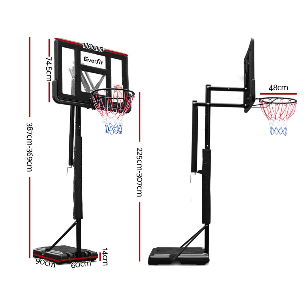 Everfit 3.05M Basketball Hoop Stand System Adjustable Height Portable Pro Black-Sports &amp; Fitness &gt; Basketball &amp; Accessories-PEROZ Accessories