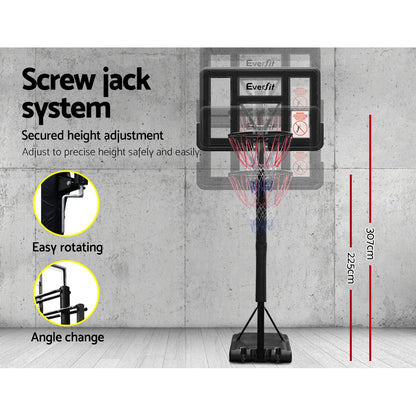 Everfit 3.05M Basketball Hoop Stand System Adjustable Height Portable Pro Black-Sports &amp; Fitness &gt; Basketball &amp; Accessories-PEROZ Accessories
