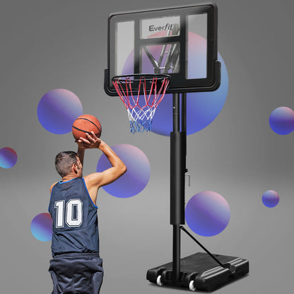 Everfit 3.05M Basketball Hoop Stand System Adjustable Height Portable Pro Black-Sports &amp; Fitness &gt; Basketball &amp; Accessories-PEROZ Accessories