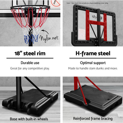 Everfit 3.05M Basketball Hoop Stand System Adjustable Height Portable Pro Blue-Sports &amp; Fitness &gt; Basketball &amp; Accessories-PEROZ Accessories