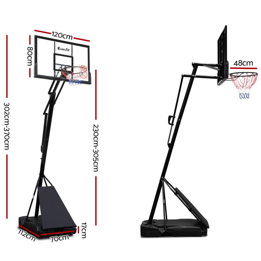 Everfit 3.05M Basketball Hoop Stand System Adjustable Height Portable Black Pro-Sports &amp; Fitness &gt; Basketball &amp; Accessories-PEROZ Accessories