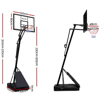 Everfit 3.05M Basketball Hoop Stand System Adjustable Height Portable Black Pro-Sports &amp; Fitness &gt; Basketball &amp; Accessories-PEROZ Accessories