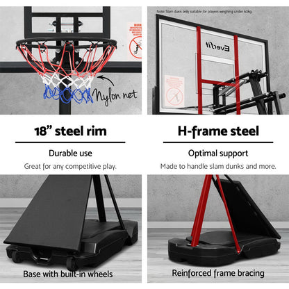 Everfit 3.05M Basketball Hoop Stand System Adjustable Height Portable Black Pro-Sports &amp; Fitness &gt; Basketball &amp; Accessories-PEROZ Accessories