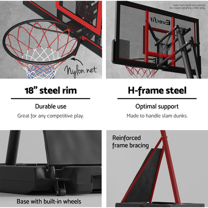 Everfit 3.05M Basketball Hoop Stand System Adjustable Height Portable Red Pro-Sports &amp; Fitness &gt; Basketball &amp; Accessories-PEROZ Accessories