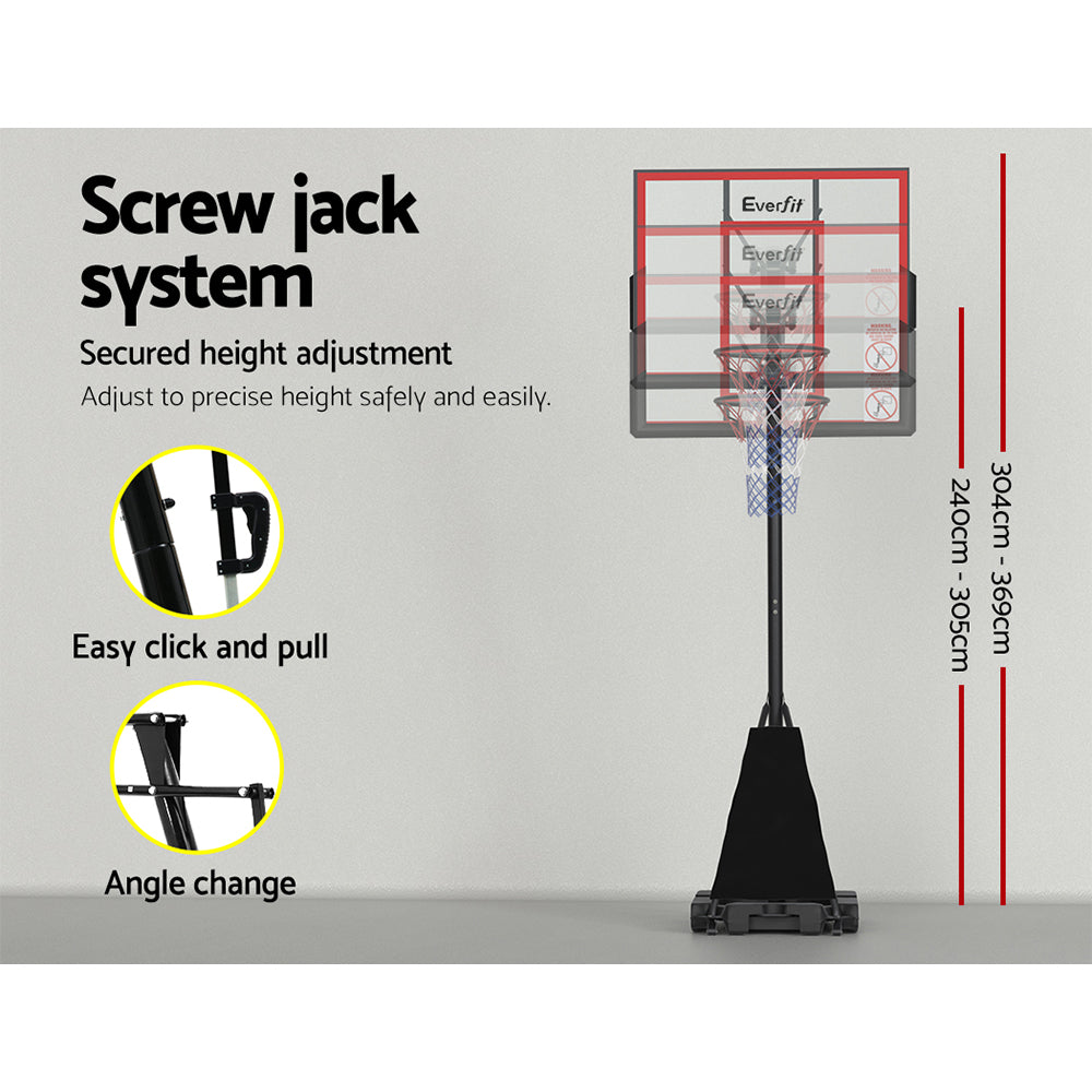 Everfit 3.05M Basketball Hoop Stand System Adjustable Height Portable Red Pro-Sports &amp; Fitness &gt; Basketball &amp; Accessories-PEROZ Accessories