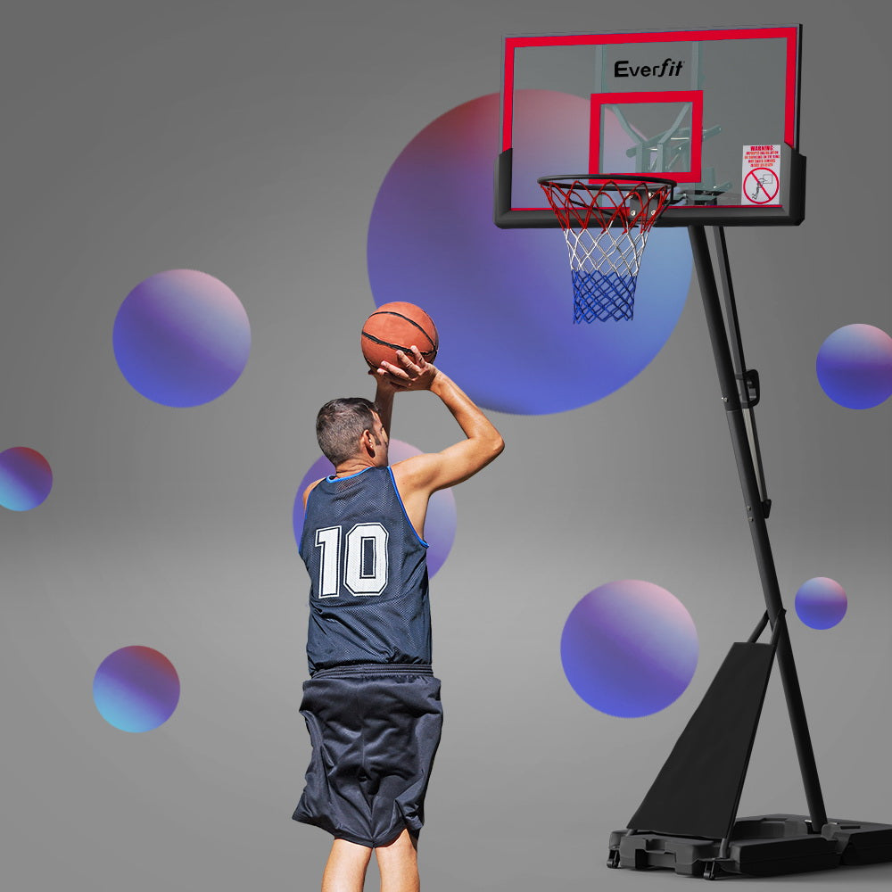 Everfit 3.05M Basketball Hoop Stand System Adjustable Height Portable Red Pro-Sports &amp; Fitness &gt; Basketball &amp; Accessories-PEROZ Accessories